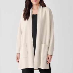 Eileen Fisher Silk and Cotton Interlock Long Cardigan